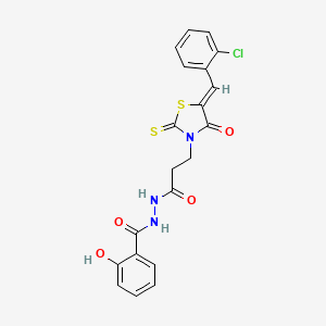 molecular formula C20H16ClN3O4S2 B11634794 N'-{3-[(5Z)-5-(2-chlorobenzylidene)-4-oxo-2-thioxo-1,3-thiazolidin-3-yl]propanoyl}-2-hydroxybenzohydrazide 