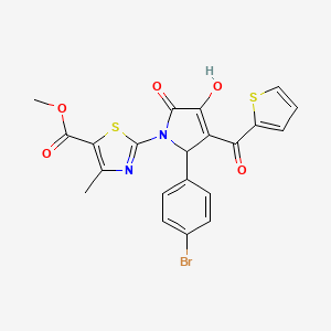 molecular formula C21H15BrN2O5S2 B11634830 methyl 2-{(3E)-2-(4-bromophenyl)-3-[hydroxy(thiophen-2-yl)methylidene]-4,5-dioxopyrrolidin-1-yl}-4-methyl-1,3-thiazole-5-carboxylate 