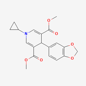 molecular formula C19H19NO6 B11634847 Dimethyl 4-(1,3-benzodioxol-5-yl)-1-cyclopropyl-1,4-dihydropyridine-3,5-dicarboxylate 