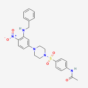 molecular formula C25H27N5O5S B11634851 N-[4-({4-[3-(benzylamino)-4-nitrophenyl]piperazin-1-yl}sulfonyl)phenyl]acetamide 