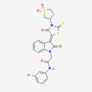 molecular formula C23H18BrN3O5S3 B11634894 N-(3-bromophenyl)-2-{(3Z)-3-[3-(1,1-dioxidotetrahydrothiophen-3-yl)-4-oxo-2-thioxo-1,3-thiazolidin-5-ylidene]-2-oxo-2,3-dihydro-1H-indol-1-yl}acetamide 