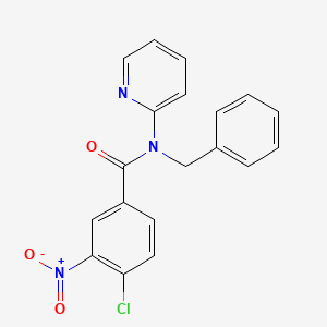 molecular formula C19H14ClN3O3 B11634926 N-benzyl-4-chloro-3-nitro-N-(pyridin-2-yl)benzamide 