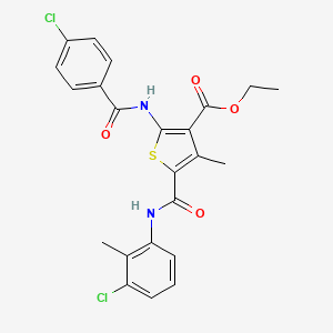 molecular formula C23H20Cl2N2O4S B11634928 Ethyl 5-[(3-chloro-2-methylphenyl)carbamoyl]-2-{[(4-chlorophenyl)carbonyl]amino}-4-methylthiophene-3-carboxylate 
