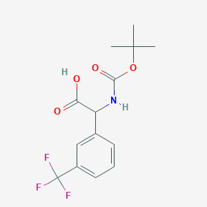 molecular formula C14H16F3NO4 B116350 [(Tert-butoxycarbonyl)amino][3-(trifluoromethyl)phenyl]acetic acid CAS No. 146621-92-3