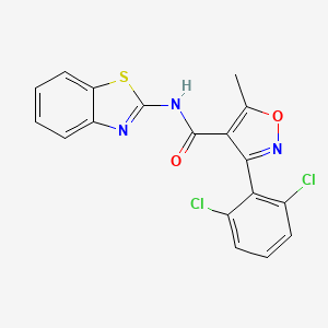 molecular formula C18H11Cl2N3O2S B11635091 N-(1,3-benzothiazol-2-yl)-3-(2,6-dichlorophenyl)-5-methyl-1,2-oxazole-4-carboxamide 