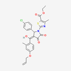 molecular formula C28H25ClN2O6S B11635096 ethyl 2-[2-(4-chlorophenyl)-4-hydroxy-3-{[2-methyl-4-(prop-2-en-1-yloxy)phenyl]carbonyl}-5-oxo-2,5-dihydro-1H-pyrrol-1-yl]-4-methyl-1,3-thiazole-5-carboxylate 