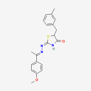 molecular formula C20H21N3O2S B11635115 (2E)-2-{(2E)-[1-(4-methoxyphenyl)ethylidene]hydrazinylidene}-5-(3-methylbenzyl)-1,3-thiazolidin-4-one 