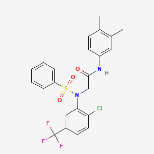 molecular formula C23H20ClF3N2O3S B11635131 N~2~-[2-chloro-5-(trifluoromethyl)phenyl]-N-(3,4-dimethylphenyl)-N~2~-(phenylsulfonyl)glycinamide 
