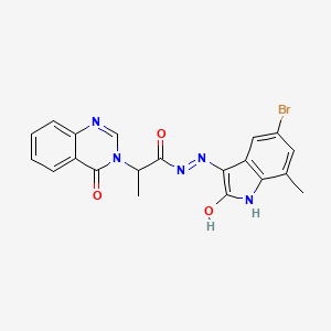 molecular formula C20H16BrN5O3 B11635144 N'-[(3Z)-5-bromo-7-methyl-2-oxo-1,2-dihydro-3H-indol-3-ylidene]-2-(4-oxoquinazolin-3(4H)-yl)propanehydrazide 