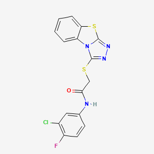 molecular formula C16H10ClFN4OS2 B11635218 N-(3-chloro-4-fluorophenyl)-2-([1,2,4]triazolo[3,4-b][1,3]benzothiazol-3-ylthio)acetamide 