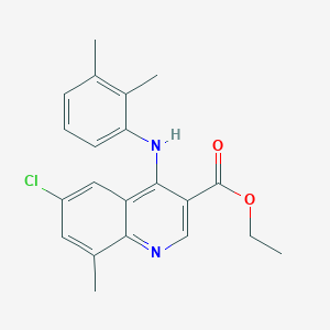 molecular formula C21H21ClN2O2 B11635309 Ethyl 6-chloro-4-[(2,3-dimethylphenyl)amino]-8-methylquinoline-3-carboxylate 