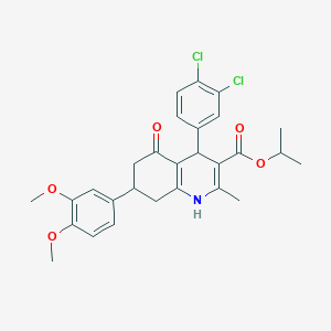molecular formula C28H29Cl2NO5 B11635310 Propan-2-yl 4-(3,4-dichlorophenyl)-7-(3,4-dimethoxyphenyl)-2-methyl-5-oxo-1,4,5,6,7,8-hexahydroquinoline-3-carboxylate 