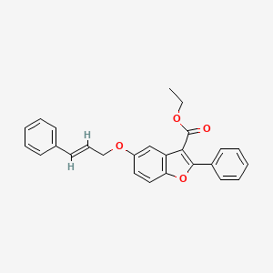 molecular formula C26H22O4 B11635318 ethyl 2-phenyl-5-{[(2E)-3-phenylprop-2-en-1-yl]oxy}-1-benzofuran-3-carboxylate 
