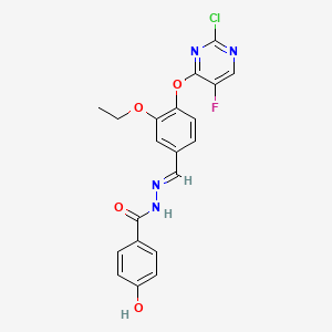 molecular formula C20H16ClFN4O4 B11635378 N'-[(E)-{4-[(2-chloro-5-fluoropyrimidin-4-yl)oxy]-3-ethoxyphenyl}methylidene]-4-hydroxybenzohydrazide 
