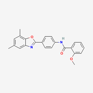 molecular formula C23H20N2O3 B11635478 N-[4-(5,7-dimethyl-1,3-benzoxazol-2-yl)phenyl]-2-methoxybenzamide 