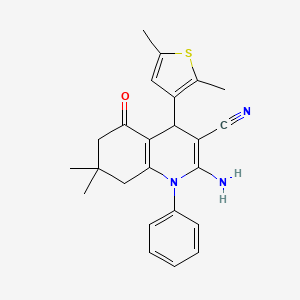 molecular formula C24H25N3OS B11635481 2-Amino-4-(2,5-dimethylthiophen-3-yl)-7,7-dimethyl-5-oxo-1-phenyl-1,4,5,6,7,8-hexahydroquinoline-3-carbonitrile CAS No. 441782-95-2