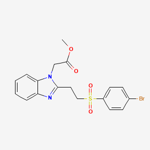 molecular formula C18H17BrN2O4S B11635494 Methyl 2-[2-[(4-bromophenyl)sulfonyl]ethyl]-1H-benzimidazole-1-acetate CAS No. 445227-99-6