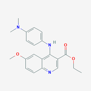 molecular formula C21H23N3O3 B11635495 Ethyl 4-{[4-(dimethylamino)phenyl]amino}-6-methoxyquinoline-3-carboxylate 
