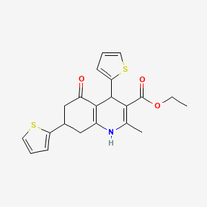 molecular formula C21H21NO3S2 B11635500 Ethyl 2-methyl-5-oxo-4,7-di(thiophen-2-yl)-1,4,5,6,7,8-hexahydroquinoline-3-carboxylate 