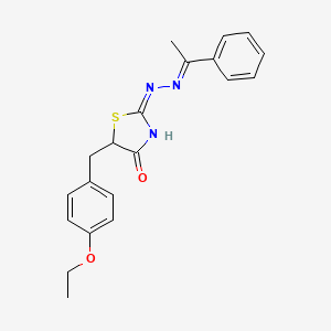 molecular formula C20H21N3O2S B11635501 (2E)-5-(4-ethoxybenzyl)-2-[(2E)-(1-phenylethylidene)hydrazinylidene]-1,3-thiazolidin-4-one 