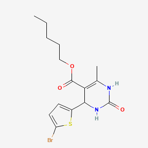 molecular formula C15H19BrN2O3S B11635550 Pentyl 4-(5-bromothiophen-2-yl)-6-methyl-2-oxo-1,2,3,4-tetrahydropyrimidine-5-carboxylate 