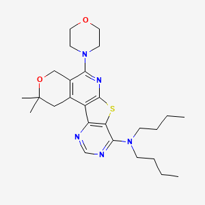 molecular formula C26H37N5O2S B11635585 N,N-dibutyl-4,4-dimethyl-8-morpholin-4-yl-5-oxa-11-thia-9,14,16-triazatetracyclo[8.7.0.02,7.012,17]heptadeca-1(10),2(7),8,12(17),13,15-hexaen-13-amine 