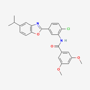 molecular formula C25H23ClN2O4 B11635595 N-{2-chloro-5-[5-(propan-2-yl)-1,3-benzoxazol-2-yl]phenyl}-3,5-dimethoxybenzamide 