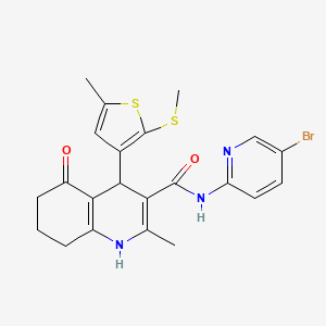 molecular formula C22H22BrN3O2S2 B11635735 N-(5-Bromo-2-pyridinyl)-2-methyl-4-[5-methyl-2-(methylsulfanyl)-3-thienyl]-5-oxo-1,4,5,6,7,8-hexahydro-3-quinolinecarboxamide CAS No. 441783-92-2