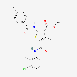 molecular formula C24H23ClN2O4S B11635763 Ethyl 5-[(3-chloro-2-methylphenyl)carbamoyl]-4-methyl-2-{[(4-methylphenyl)carbonyl]amino}thiophene-3-carboxylate 