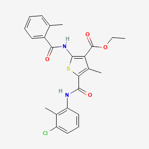 molecular formula C24H23ClN2O4S B11635809 Ethyl 5-[(3-chloro-2-methylphenyl)carbamoyl]-4-methyl-2-{[(2-methylphenyl)carbonyl]amino}thiophene-3-carboxylate 