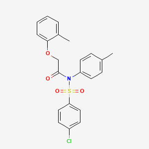molecular formula C22H20ClNO4S B11635927 N-[(4-chlorophenyl)sulfonyl]-2-(2-methylphenoxy)-N-(4-methylphenyl)acetamide 