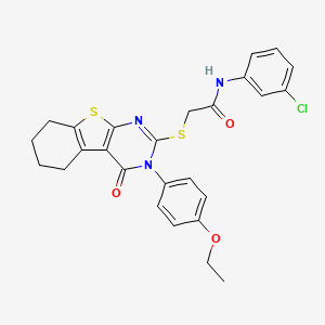 molecular formula C26H24ClN3O3S2 B11635940 N-(3-chlorophenyl)-2-{[3-(4-ethoxyphenyl)-4-oxo-3,4,5,6,7,8-hexahydro[1]benzothieno[2,3-d]pyrimidin-2-yl]sulfanyl}acetamide 