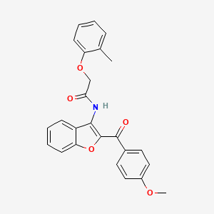 molecular formula C25H21NO5 B11635945 N-[2-(4-methoxybenzoyl)-1-benzofuran-3-yl]-2-(2-methylphenoxy)acetamide 