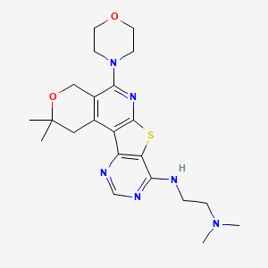 molecular formula C22H30N6O2S B11635993 N-(4,4-dimethyl-8-morpholin-4-yl-5-oxa-11-thia-9,14,16-triazatetracyclo[8.7.0.02,7.012,17]heptadeca-1(10),2(7),8,12(17),13,15-hexaen-13-yl)-N',N'-dimethylethane-1,2-diamine 