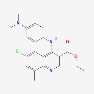 molecular formula C21H22ClN3O2 B11636015 Ethyl 6-chloro-4-{[4-(dimethylamino)phenyl]amino}-8-methylquinoline-3-carboxylate 