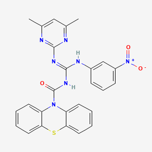 molecular formula C26H21N7O3S B11636066 N-((4,6-dimethylpyrimidin-2-ylamino)(3-nitrophenylamino)methylene)-10H-phenothiazine-10-carboxamide 