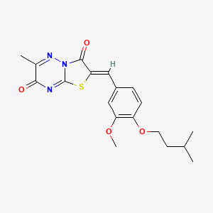 molecular formula C19H21N3O4S B11636111 (2Z)-2-[3-methoxy-4-(3-methylbutoxy)benzylidene]-6-methyl-7H-[1,3]thiazolo[3,2-b][1,2,4]triazine-3,7(2H)-dione 