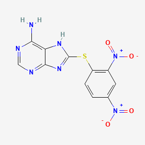 molecular formula C11H7N7O4S B11636136 8-[(2,4-Dinitrophenyl)sulfanyl]-9H-purin-6-amine 