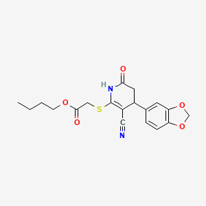molecular formula C19H20N2O5S B11636170 Butyl {[4-(1,3-benzodioxol-5-yl)-3-cyano-6-oxo-1,4,5,6-tetrahydropyridin-2-yl]sulfanyl}acetate 