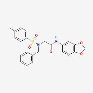molecular formula C23H22N2O5S B11636185 N-(2H-1,3-Benzodioxol-5-YL)-2-(N-benzyl4-methylbenzenesulfonamido)acetamide 