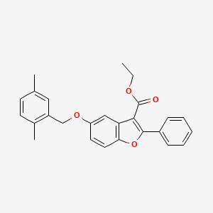 molecular formula C26H24O4 B11636206 Ethyl 5-[(2,5-dimethylphenyl)methoxy]-2-phenyl-1-benzofuran-3-carboxylate 