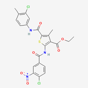 molecular formula C23H19Cl2N3O6S B11636345 Ethyl 5-[(3-chloro-4-methylphenyl)carbamoyl]-2-{[(4-chloro-3-nitrophenyl)carbonyl]amino}-4-methylthiophene-3-carboxylate 