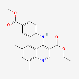 molecular formula C22H22N2O4 B11636499 Ethyl 4-{[4-(methoxycarbonyl)phenyl]amino}-6,8-dimethylquinoline-3-carboxylate 