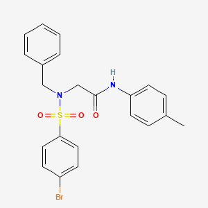 molecular formula C22H21BrN2O3S B11636557 N~2~-benzyl-N~2~-[(4-bromophenyl)sulfonyl]-N-(4-methylphenyl)glycinamide 