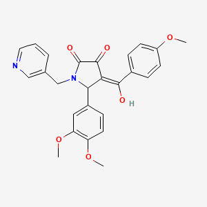 molecular formula C26H24N2O6 B11636588 5-(3,4-dimethoxyphenyl)-3-hydroxy-4-[(4-methoxyphenyl)carbonyl]-1-(pyridin-3-ylmethyl)-1,5-dihydro-2H-pyrrol-2-one 