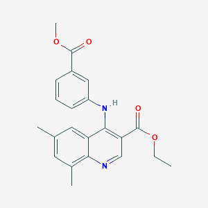 molecular formula C22H22N2O4 B11636699 Ethyl 4-{[3-(methoxycarbonyl)phenyl]amino}-6,8-dimethylquinoline-3-carboxylate 