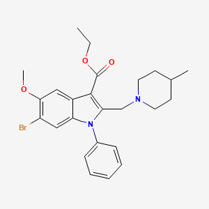 molecular formula C25H29BrN2O3 B11636736 ethyl 6-bromo-5-methoxy-2-[(4-methylpiperidin-1-yl)methyl]-1-phenyl-1H-indole-3-carboxylate 