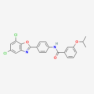 molecular formula C23H18Cl2N2O3 B11636784 N-[4-(5,7-dichloro-1,3-benzoxazol-2-yl)phenyl]-3-(propan-2-yloxy)benzamide 