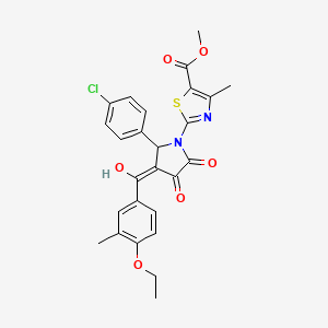 molecular formula C26H23ClN2O6S B11636943 methyl 2-{2-(4-chlorophenyl)-3-[(4-ethoxy-3-methylphenyl)carbonyl]-4-hydroxy-5-oxo-2,5-dihydro-1H-pyrrol-1-yl}-4-methyl-1,3-thiazole-5-carboxylate 