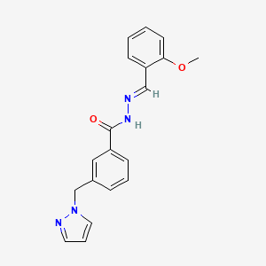 molecular formula C19H18N4O2 B11636948 N'-[(E)-(2-methoxyphenyl)methylidene]-3-(1H-pyrazol-1-ylmethyl)benzohydrazide 